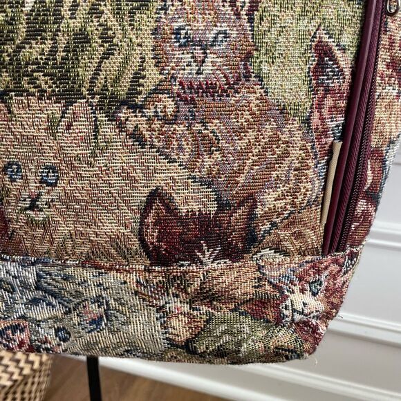 Vintage Bovano Cat Tapestry Shoulder Bag Laptop Fits Tote Purse - Picture 4 of 15